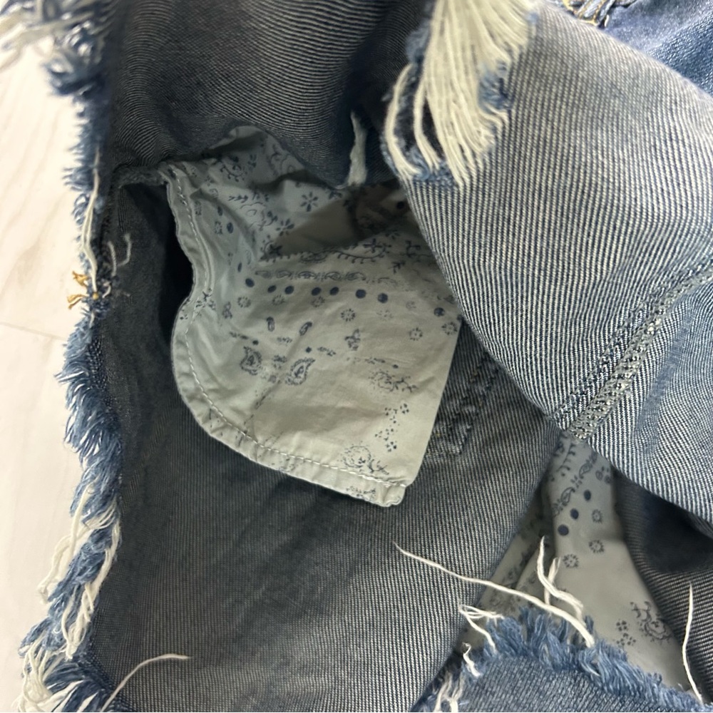 We the Free Free People Medium Wash Denim Mini Dress Overalls Style Size Small - Picture 6 of 6
